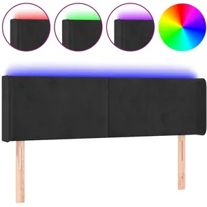 vidaXL Tête de lit à LED Noir 147x16x78/88 cm Velours pas cher