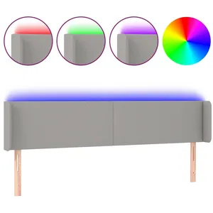 vidaXL Tête de lit à LED Gris clair 163x16x78/88 cm Tissu pas cher