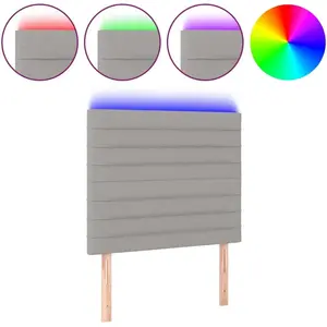vidaXL Tête de lit à LED Gris clair 90x5x118/128 cm Tissu pas cher