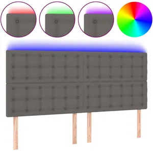 vidaXL Tête de lit à LED Gris 160x5x118/128 cm Similicuir pas cher