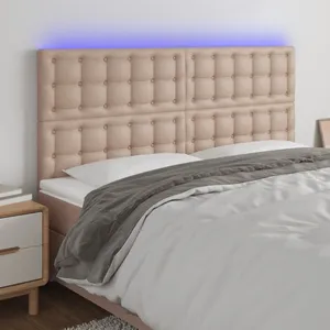 vidaXL Tête de lit à LED Cappuccino 160x5x118/128 cm Similicuir pas cher