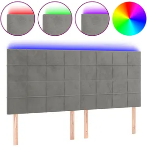 Comparateur de prix : vidaXL Tête de lit à LED Gris clair 180x5x118/128 cm Velours
