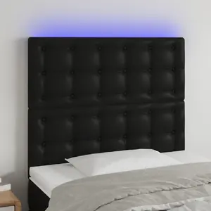 vidaXL Tête de lit à LED Noir 90x5x118/128 cm Similicuir pas cher