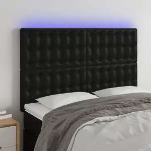 vidaXL Tête de lit à LED Noir 144x5x118/128 cm Similicuir pas cher