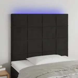 vidaXL Tête de lit à LED Noir 90x5x118/128 cm Velours pas cher