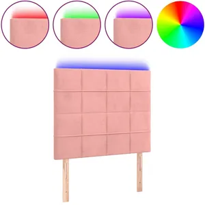 vidaXL Tête de lit à LED Rose 90x5x118/128 cm Velours pas cher