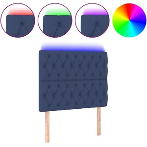 vidaXL Tête de lit à LED Bleu 90x7x118/128 cm Tissu pas cher