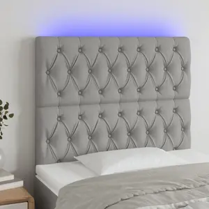 Comparateur de prix : vidaXL Tête de lit à LED Gris clair 100x7x118/128 cm Tissu