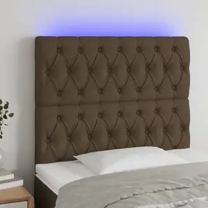 vidaXL Tête de lit à LED Marron foncé 100x7x118/128 cm Tissu pas cher