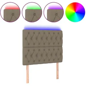 vidaXL Tête de lit à LED Taupe 90x7x118/128 cm Tissu pas cher