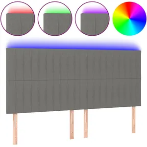 vidaXL Tête de lit à LED Gris foncé 200x5x118/128 cm Tissu