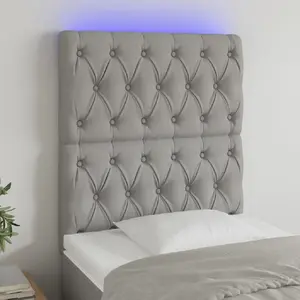 vidaXL Tête de lit à LED Gris clair 80x7x118/128 cm Tissu pas cher