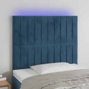 vidaXL Tête de lit à LED Bleu foncé 80x5x118/128 cm Velours pas cher