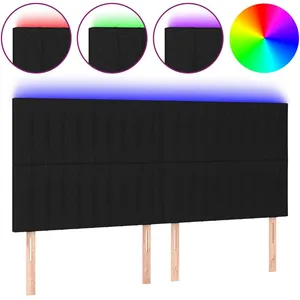 vidaXL Tête de lit à LED Noir 160x5x118/128 cm Tissu pas cher