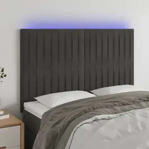 vidaXL Tête de lit à LED Gris foncé 144x5x118/128 cm Velours pas cher