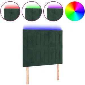 vidaXL Tête de lit à LED Vert foncé 100x5x118/128 cm Velours pas cher