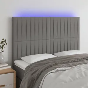 Comparateur de prix : vidaXL Tête de lit à LED Gris foncé 144x5x118/128 cm Tissu