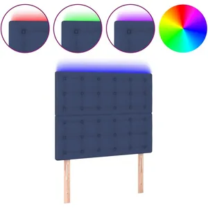 vidaXL Tête de lit à LED Bleu 90x5x118/128 cm Tissu pas cher