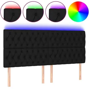 vidaXL Tête de lit à LED Noir 180x7x118/128 cm Tissu pas cher