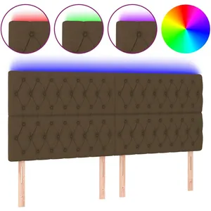 vidaXL Tête de lit à LED Marron foncé 180x7x118/128 cm Tissu pas cher