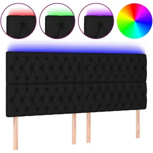 vidaXL Tête de lit à LED Noir 200x7x118/128 cm Tissu pas cher