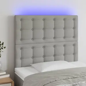 vidaXL Tête de lit à LED Gris clair 80x5x118/128 cm Tissu pas cher