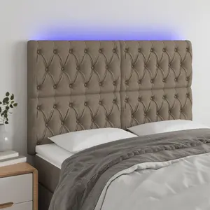vidaXL Tête de lit à LED Taupe 160x7x118/128 cm Tissu pas cher