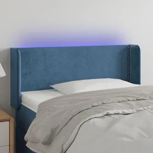 vidaXL Tête de lit à LED Bleu foncé 103x16x78/88 cm Velours pas cher