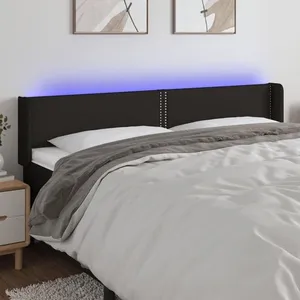 vidaXL Tête de lit à LED Noir 203x16x78/88 cm Tissu pas cher