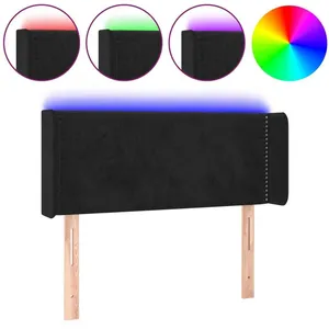 vidaXL Tête de lit à LED Noir 93x16x78/88 cm Velours pas cher