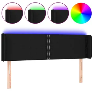 vidaXL Tête de lit à LED Noir 147x16x78/88 cm Tissu pas cher