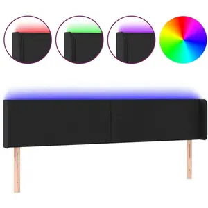 vidaXL Tête de lit à LED Noir 183x16x78/88 cm Similicuir pas cher