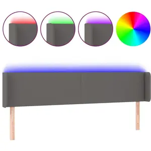 vidaXL Tête de lit à LED Gris 163x16x78/88 cm Similicuir pas cher