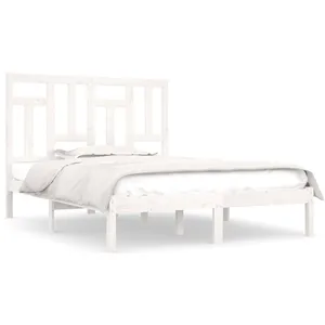 vidaXL Cadre de lit Blanc Bois de pin massif 140x200 cm pas cher