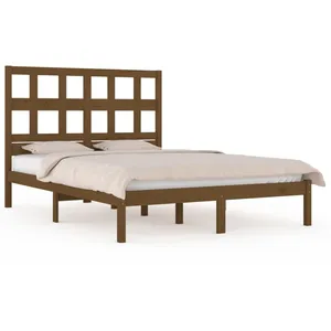 vidaXL Cadre de lit Marron miel Bois de pin massif 200x200 cm pas cher