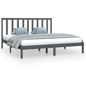 vidaXL Cadre de lit Gris Bois de pin massif 200x200 cm pas cher