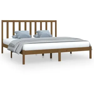vidaXL Cadre de lit Marron miel Bois de pin massif 200x200 cm pas cher
