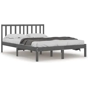 vidaXL Cadre de lit Gris Bois de pin massif 200x200 cm pas cher