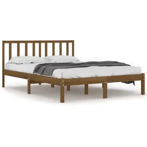 vidaXL Cadre de lit Marron miel Bois de pin massif 200x200 cm pas cher