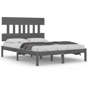 vidaXL Cadre de lit Gris Bois massif 200x200 cm pas cher