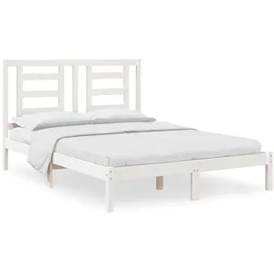 vidaXL Cadre de lit Blanc Bois de pin massif 140x200 cm pas cher