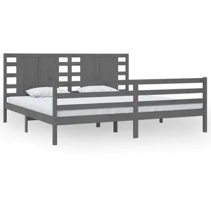vidaXL Cadre de lit Gris Bois de pin massif 200x200 cm pas cher