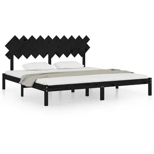 vidaXL Cadre de lit Noir 200x200 cm Bois massif pas cher