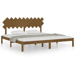 vidaXL Cadre de lit Marron miel 200x200 cm Bois massif pas cher