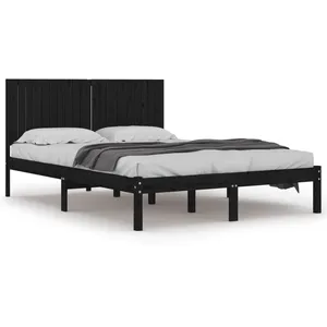 vidaXL Cadre de lit Noir Bois de pin massif 200x200 cm pas cher