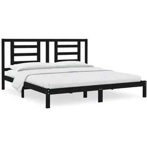 vidaXL Cadre de lit Noir Bois de pin massif 200x200 cm pas cher