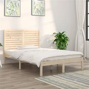 vidaXL Cadre de lit bois massif 135x190 cm double pas cher