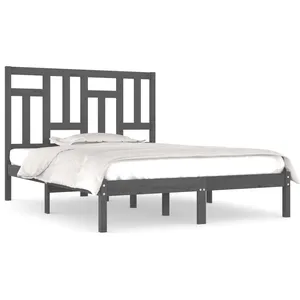 vidaXL Cadre de lit Gris Bois de pin massif 200x200 cm pas cher