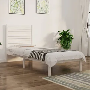 vidaXL Cadre de lit Blanc Bois massif 75x190 cm Petit simple