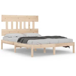 vidaXL Cadre de lit Bois massif 140x200 cm pas cher